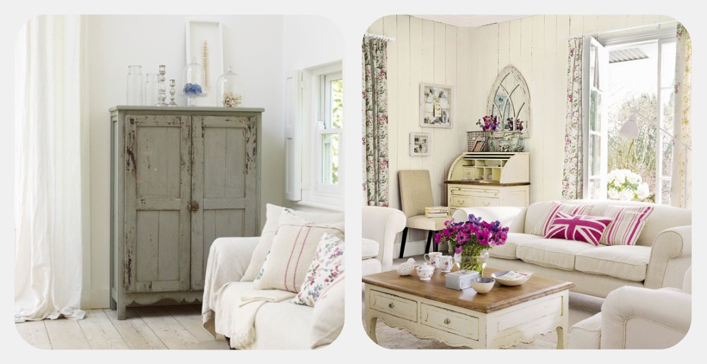 arredamento shabby chic soggiorno